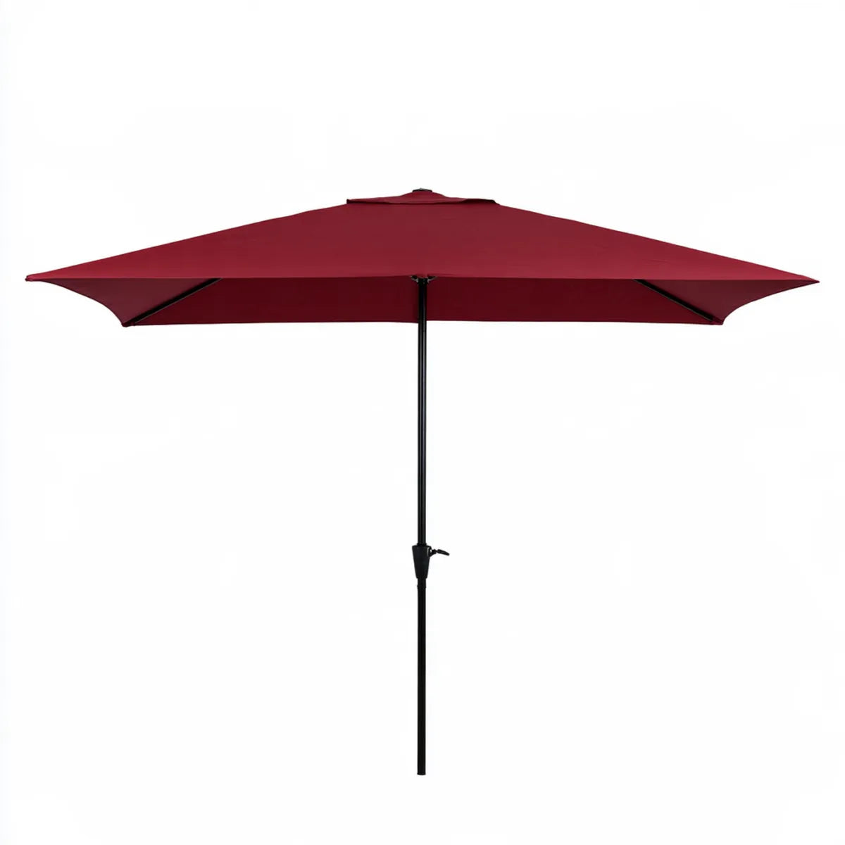 10 ft x 6.5 ft Rectangular Patio Umbrella, Burgundy Polyester Canopy, Black Steel Crank Frame, Outdoor Sunshade