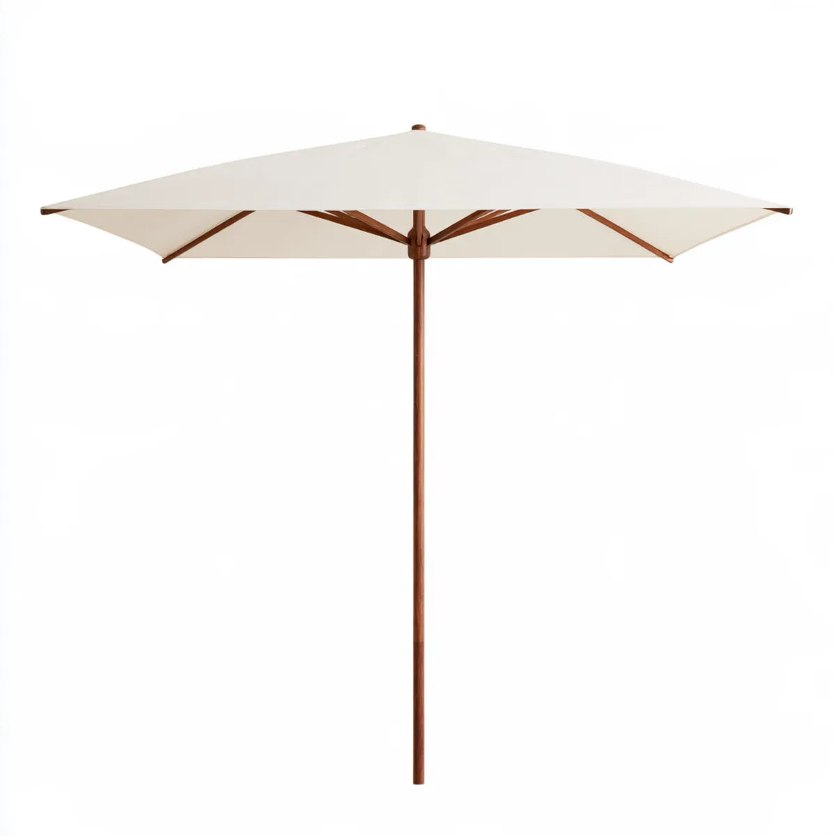 9 ft Square Patio Umbrella, Ivory Polyester Canopy with Solid Hardwood Pole