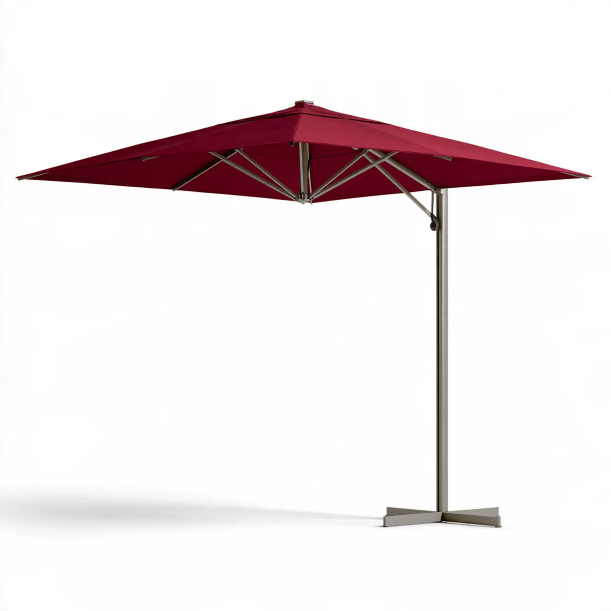 118 in Square Cantilever Patio Umbrella, Burgundy Polyester Canopy, Aluminum Frame