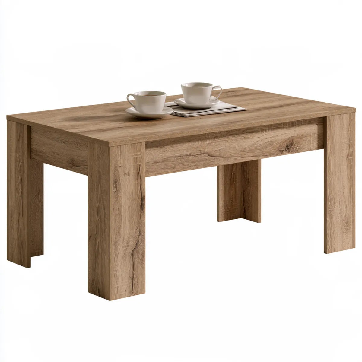 Rectangular Coffee Table, 110 x 60 x 45 cm, Oak Brown Particleboard with Melamine Finish
