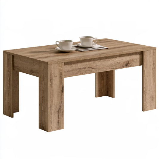 Rectangular Coffee Table, 110 x 60 x 45 cm, Oak Brown Particleboard with Melamine Finish