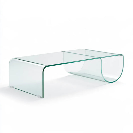 Clear Glass Coffee Table, 47.2 x 23.6 x 15.7 in Rectangular Tempered Glass Table