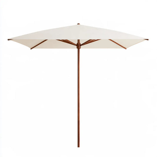 9 ft Square Patio Umbrella, Ivory Polyester Canopy with Solid Hardwood Pole