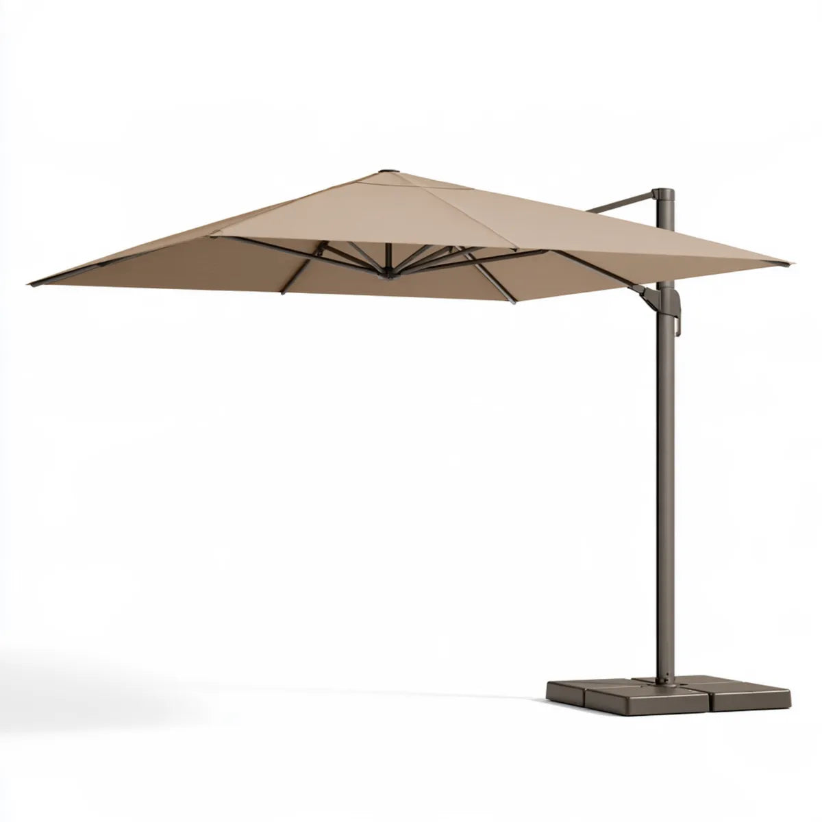 10 ft x 13 ft Beige Polyester Rectangular Cantilever Patio Umbrella with Bronze Metal Frame and Base