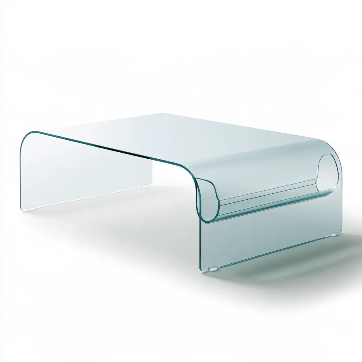 Clear Glass Coffee Table with Integrated Magazine Rack, 47.2 x 23.6 x 15.7 in, Rectangular