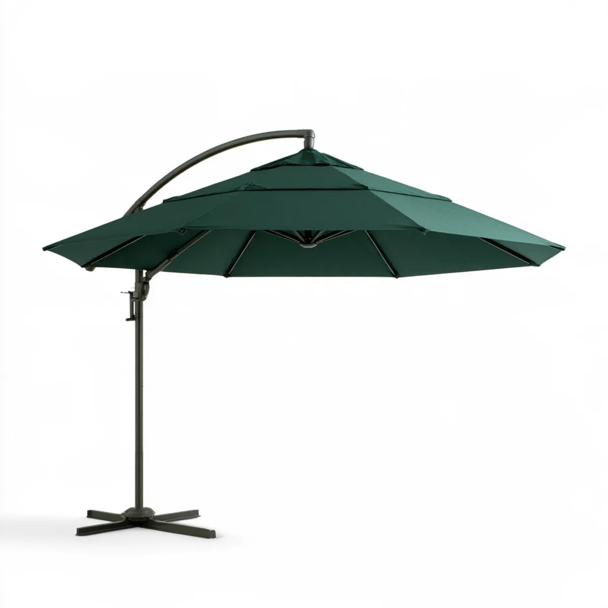 10 ft Dark Green Polyester Cantilever Patio Umbrella with Steel Frame, 8.2 ft H