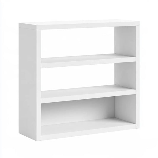 3-Shelf White MDF Rectangular Bookcase, 23.6 x 11.8 x 35.4 in